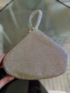 Iridescent Crystal Wristlet Clutch in Multi-Pastel Sparkle